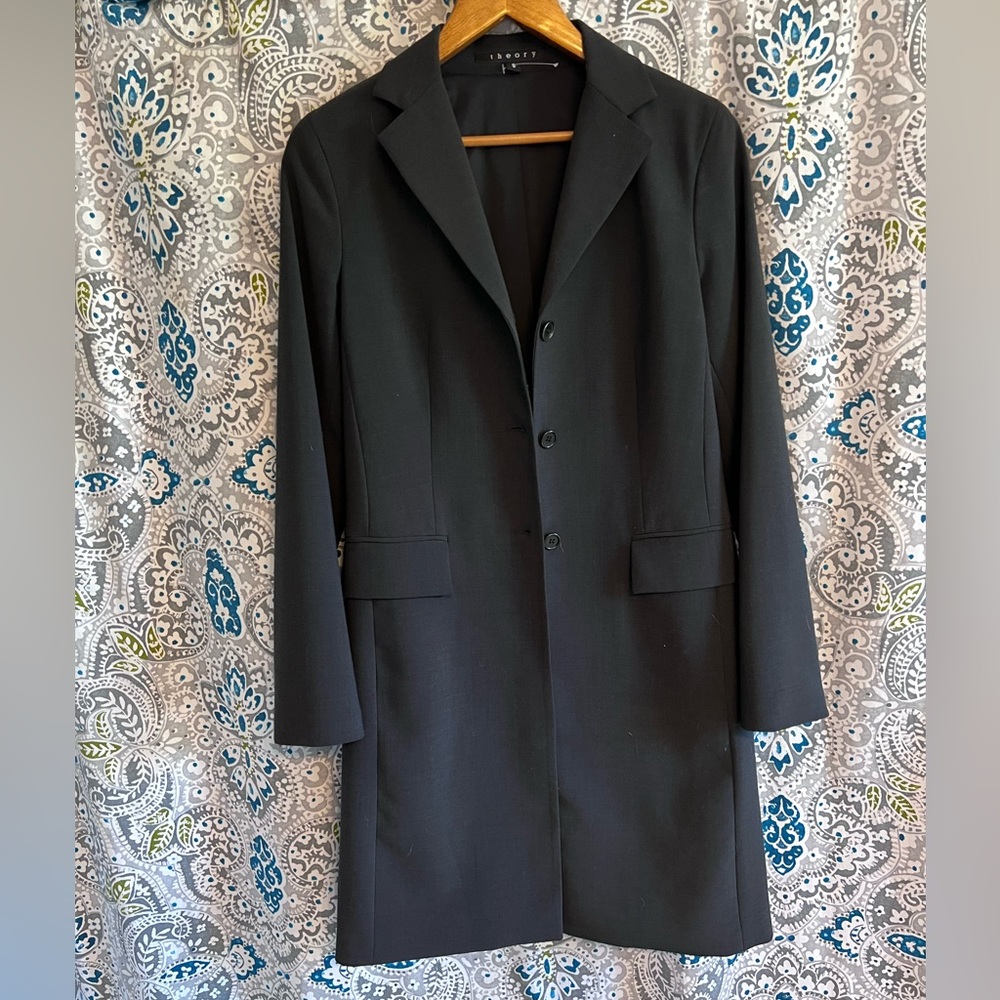 Theory Black Blazer Coat